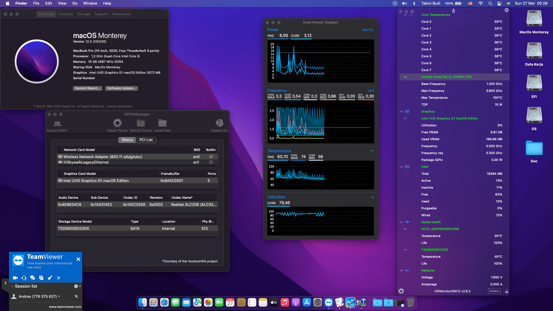Success Hackintosh macOS Monterey 12.3 Build 21E230 in Asus VivoBook A416JPO-VIPS552